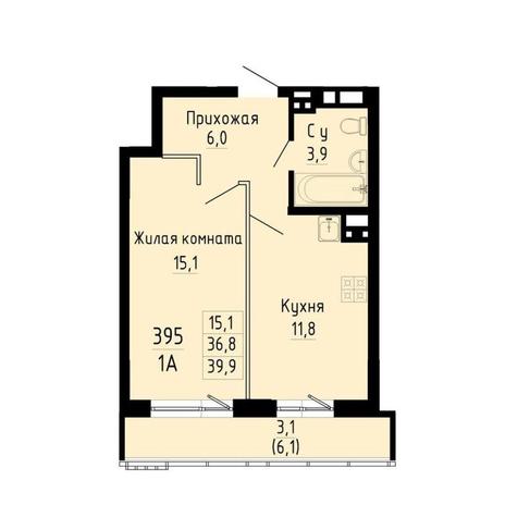 Вариант №13281, 1-комнатная квартира в жилом комплексе Freedom