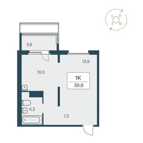 Вариант №9386, 1-комнатная квартира в жилом комплексе 