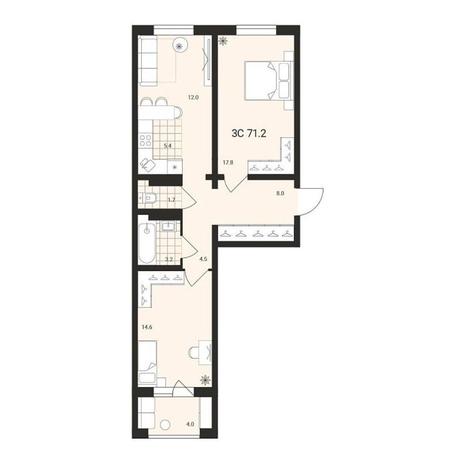 Вариант №14502, 3-комнатная квартира в жилом комплексе Первый на Есенина