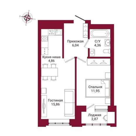 Вариант №10863, 2-комнатная квартира в жилом комплексе Новаторы