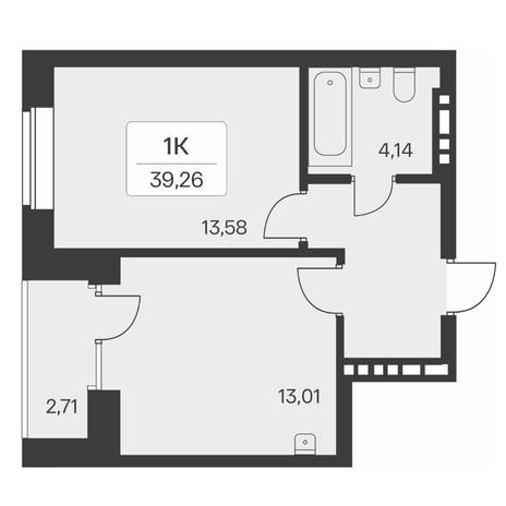 Вариант №8036, 1-комнатная квартира в жилом комплексе Tesla Park