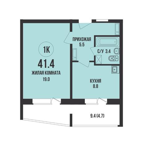 Вариант №15307, 1-комнатная квартира в жилом комплексе Династия