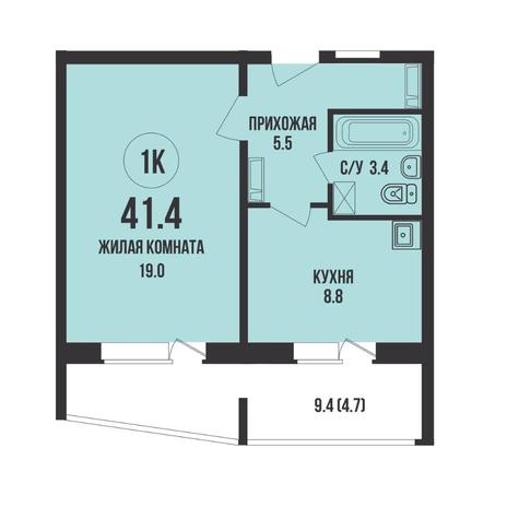 Вариант №15300, 1-комнатная квартира в жилом комплексе Династия