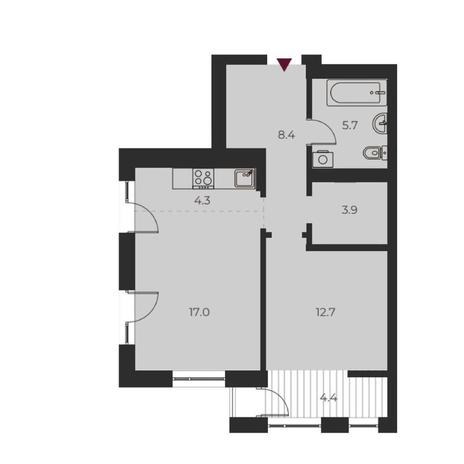 Вариант №14127, 2-комнатная квартира в жилом комплексе 