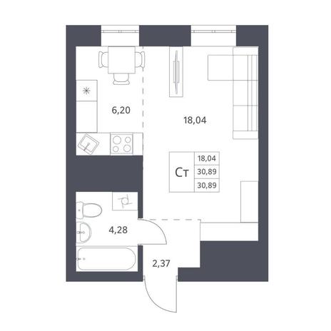 Вариант №14411, 1-комнатная квартира в жилом комплексе 