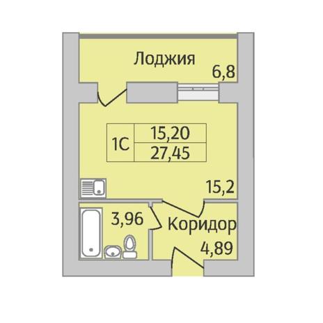 Вариант №6938, 1-комнатная квартира в жилом комплексе 
