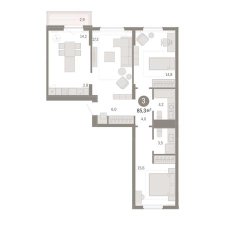 Вариант №8263, 4-комнатная квартира в жилом комплексе Инфинити