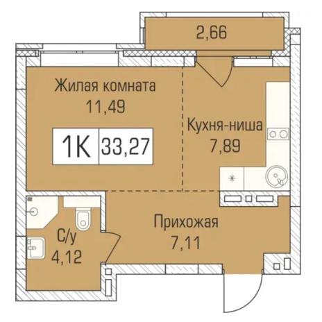 Вариант №7299, 1-комнатная квартира в жилом комплексе 