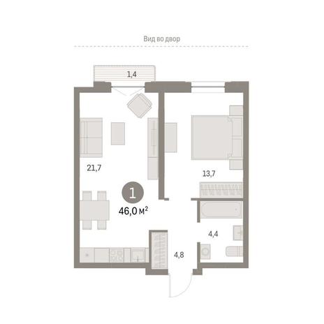 Вариант №10053, 1-комнатная квартира в жилом комплексе Нобель