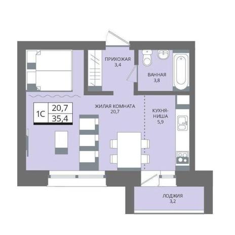 Вариант №10137, 1-комнатная квартира в жилом комплексе Time Park Apartments