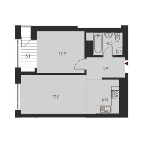 Вариант №14154, 2-комнатная квартира в жилом комплексе 