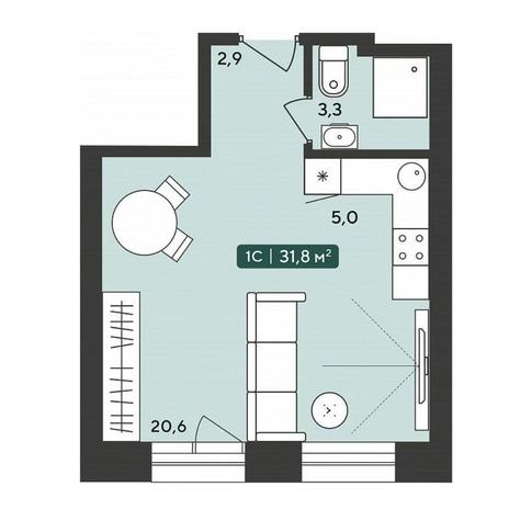 Вариант №10203, 1-комнатная квартира в жилом комплексе Сосновый бор