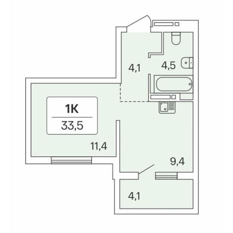 Вариант №7697, 1-комнатная квартира в жилом комплексе Цивилизация