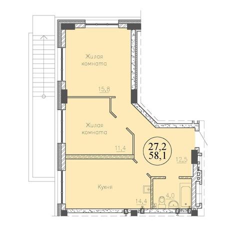 Вариант №8514, 2-комнатная квартира в жилом комплексе Приозерный