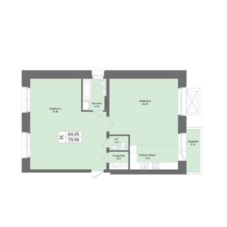 Вариант №13922, 2-комнатная квартира в жилом комплексе 
