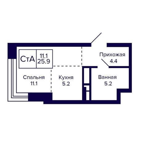 Вариант №16088, 1-комнатная квартира в жилом комплексе Citatum