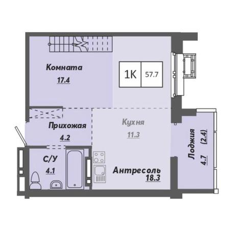 Вариант №7944, 1-комнатная квартира в жилом комплексе 