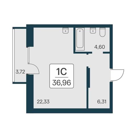 Вариант №17751, 1-комнатная квартира в жилом комплексе Квартал на Игарской