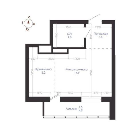 Вариант №13428, 1-комнатная квартира в жилом комплексе Первый на Есенина