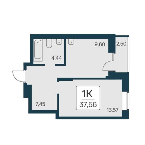 Вариант №17753, 1-комнатная квартира в жилом комплексе Квартал на Игарской
