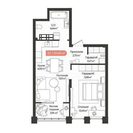Вариант №14678, 2-комнатная квартира в жилом комплексе Баланс (Balance)