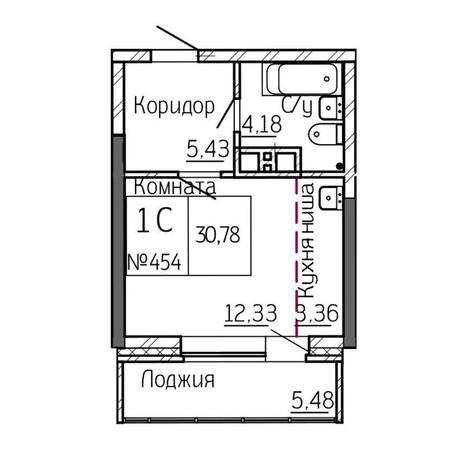 Вариант №9420, 1-комнатная квартира в жилом комплексе 
