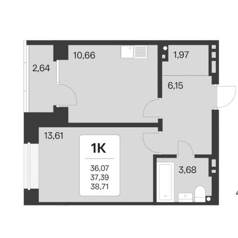Вариант №6769, 1-комнатная квартира в жилом комплексе Инфинити