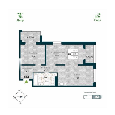 Вариант №14010, 2-комнатная квартира в жилом комплексе Инфинити