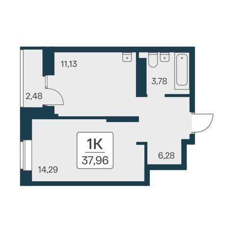 Вариант №17765, 1-комнатная квартира в жилом комплексе Квартал на Игарской