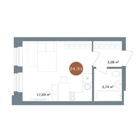 Вариант №14485, 1-комнатная квартира в жилом комплексе Квартал на Никитина