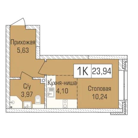 Вариант №7296, 1-комнатная квартира в жилом комплексе Радуга Сибири