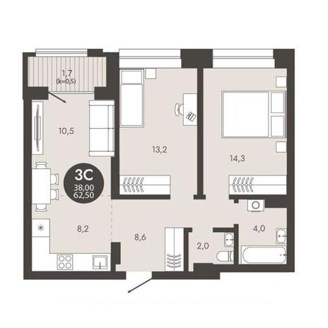 Вариант №15150, 3-комнатная квартира в жилом комплексе Флагман Холл