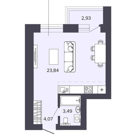 Вариант №8189, 1-комнатная квартира в жилом комплексе 