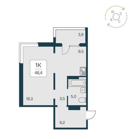 Вариант №14538, 1-комнатная квартира в жилом комплексе Расцветай на Зорге