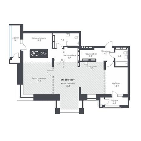 Вариант №17280, 3-комнатная квартира в жилом комплексе City Towers