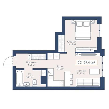 Вариант №17732, 1-комнатная квартира в жилом комплексе Баланс (Balance)