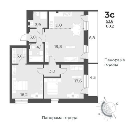 Вариант №8458, 3-комнатная квартира в жилом комплексе 