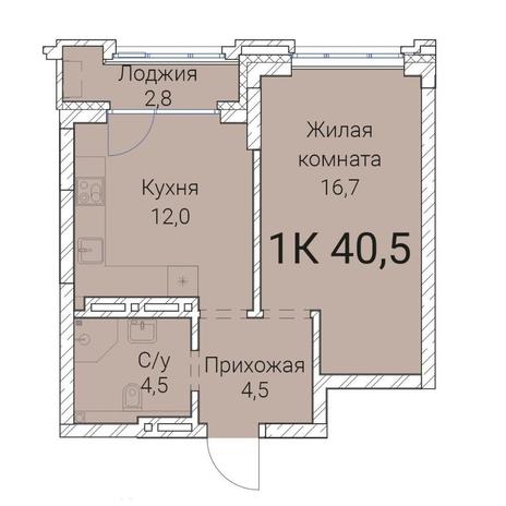 Вариант №10018, 1-комнатная квартира в жилом комплексе 