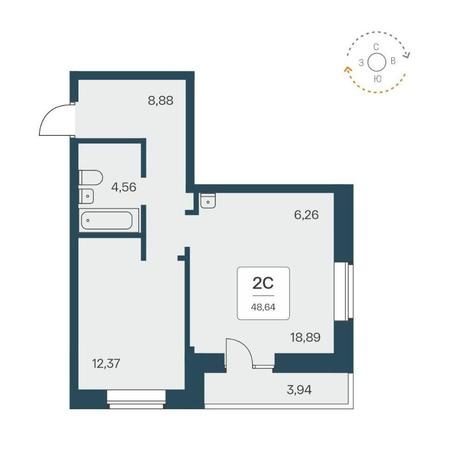 Вариант №14531, 2-комнатная квартира в жилом комплексе 