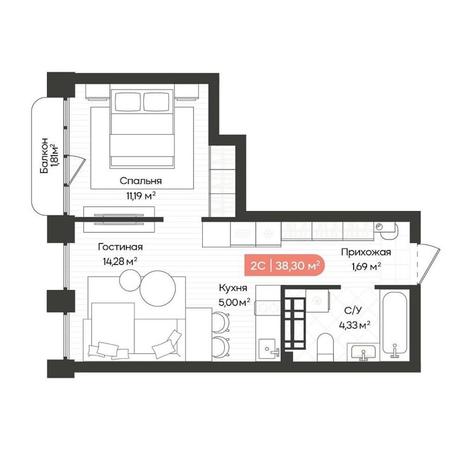 Вариант №14682, 2-комнатная квартира в жилом комплексе Расцветай на Дуси Ковальчук