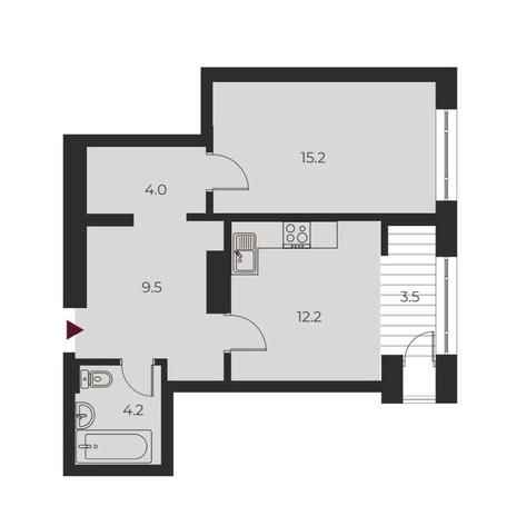 Вариант №14129, 1-комнатная квартира в жилом комплексе 