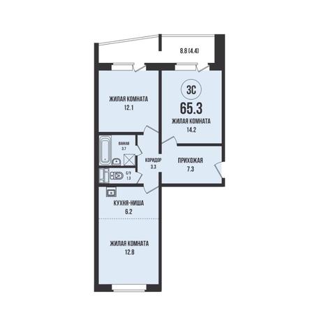 Вариант №14721, 3-комнатная квартира в жилом комплексе Баланс (Balance)