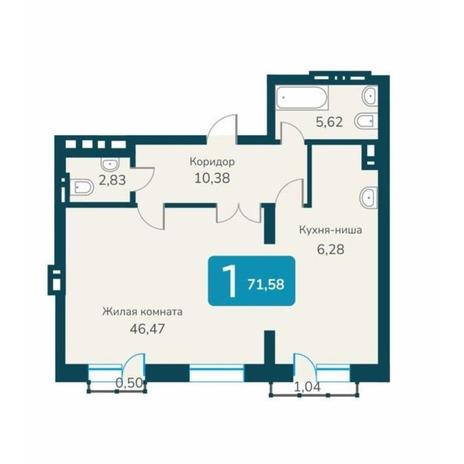Вариант №10701, 2-комнатная квартира в жилом комплексе Марсель-2