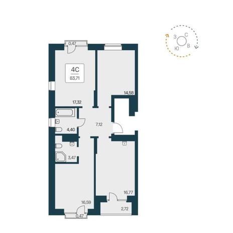 Вариант №12450, 4-комнатная квартира в жилом комплексе Квартал на Никитина