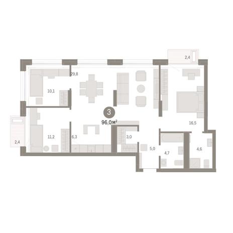 Вариант №8151, 4-комнатная квартира в жилом комплексе Tesla Park