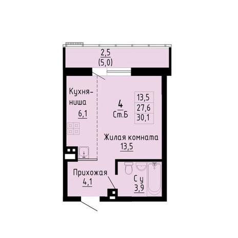 Вариант №13260, 1-комнатная квартира в жилом комплексе Воздушная гавань