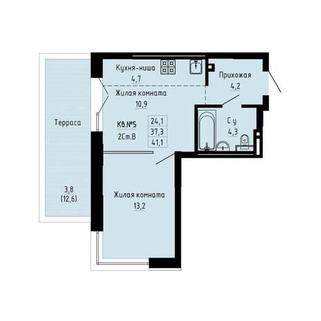 Вариант №12281, 2-комнатная квартира в жилом комплексе 