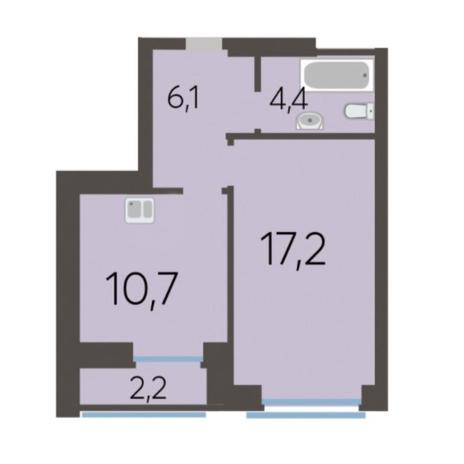 Вариант №5782, 1-комнатная квартира в жилом комплексе Беринг