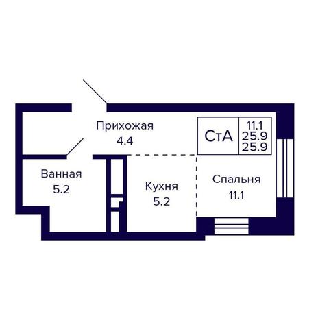 Вариант №16141, 1-комнатная квартира в жилом комплексе Радуга Сибири