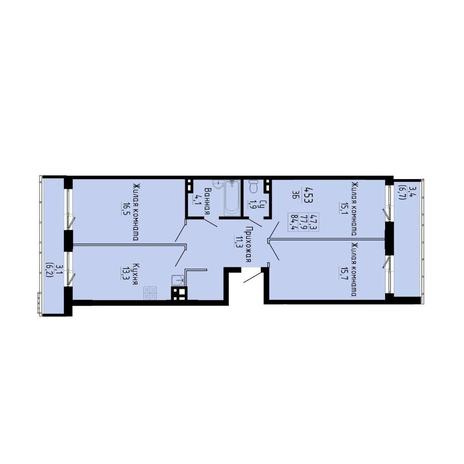 Вариант №13293, 3-комнатная квартира в жилом комплексе Горская лагуна